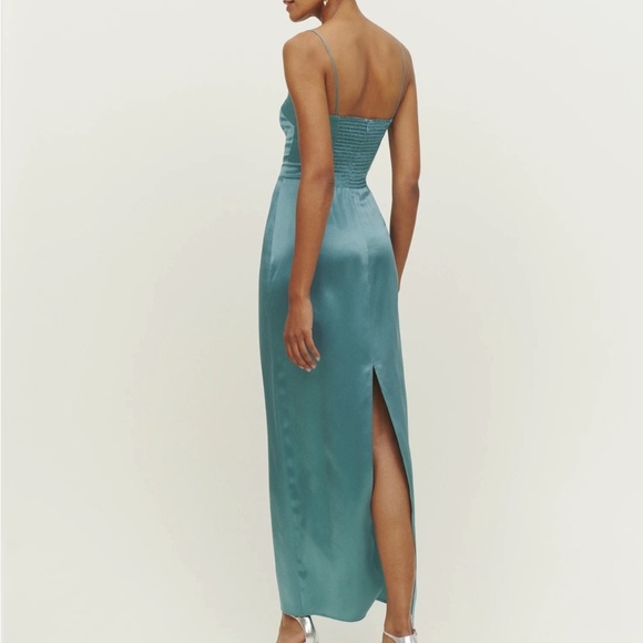 Reformation Frankie Silk Dress in Verdigris *NWT* - Picture 3 of 6